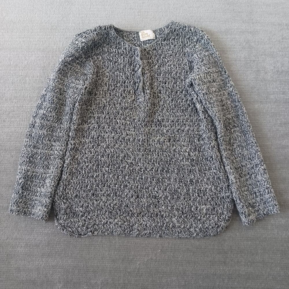 Vintage Sweater Women M Gray Pullover Button It's Pure Gould Chunky Knit Capsule